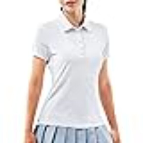 ISEEGZ White Short Sleeve Polo Shirt Golf Activewear Tennis Womens Size M - Picture 5 of 13